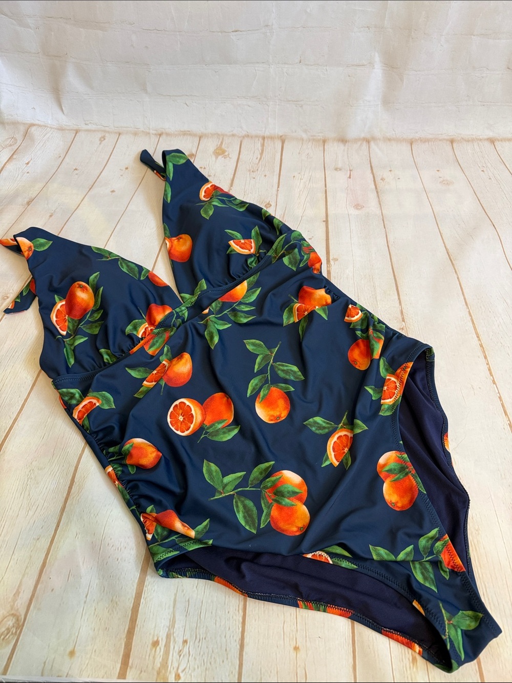 Old Navy Navy One-Piece Swimsuit with Orange Print